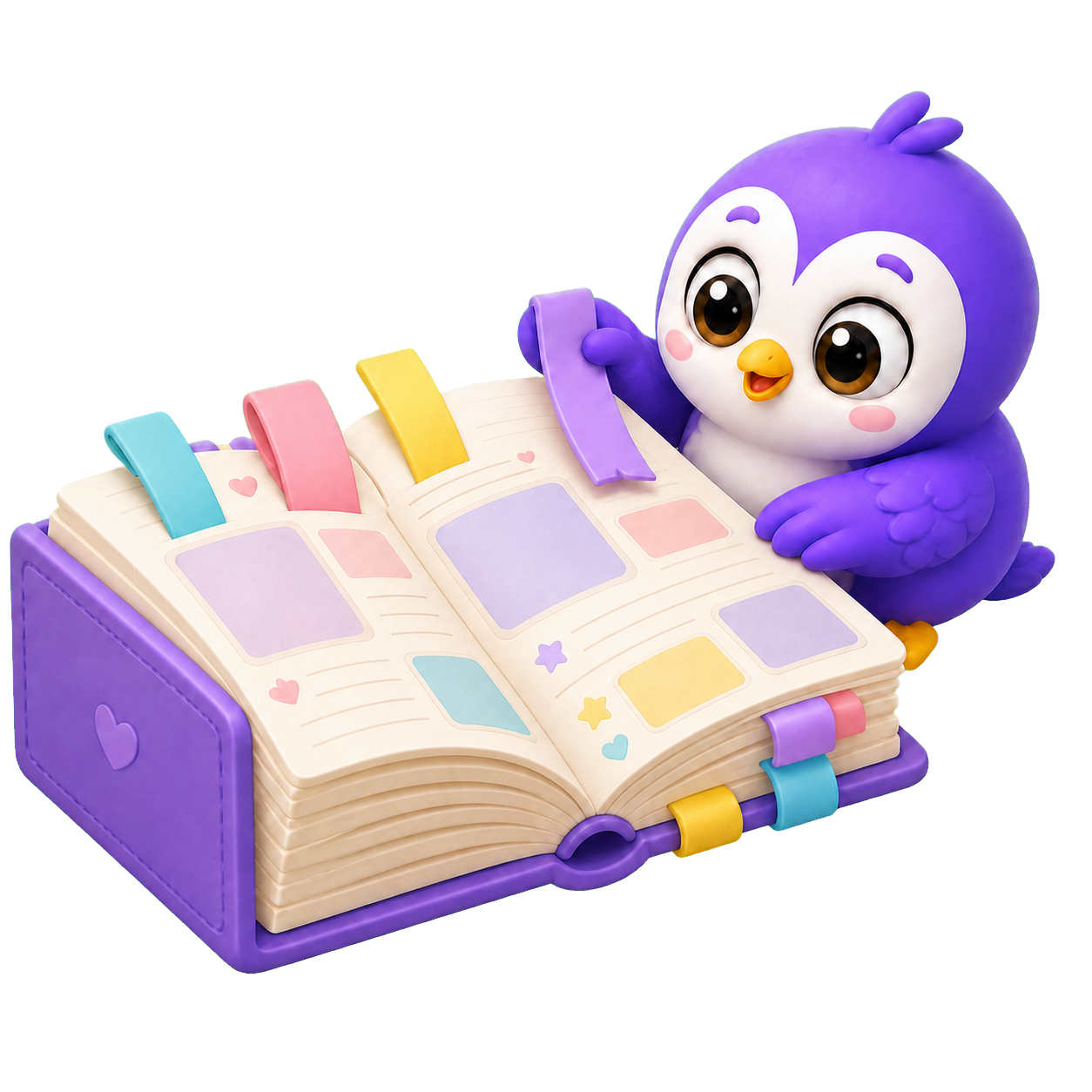 Pibbow owl adding colorful language tabs to one child’s journal